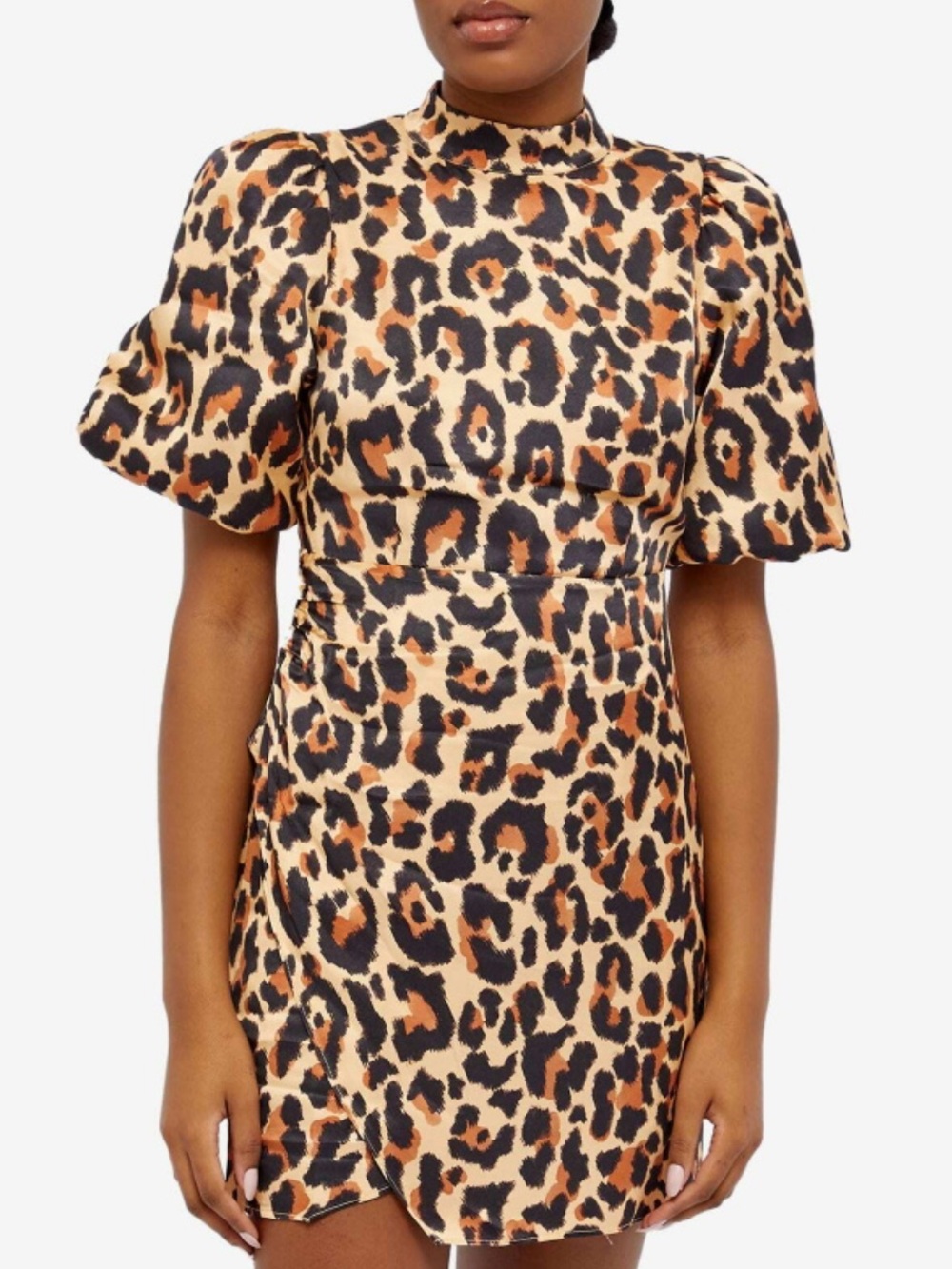 KITRI Maisie Leopard Print Puff Sleeve Dress Size 12 NWT chic mob wife datenight